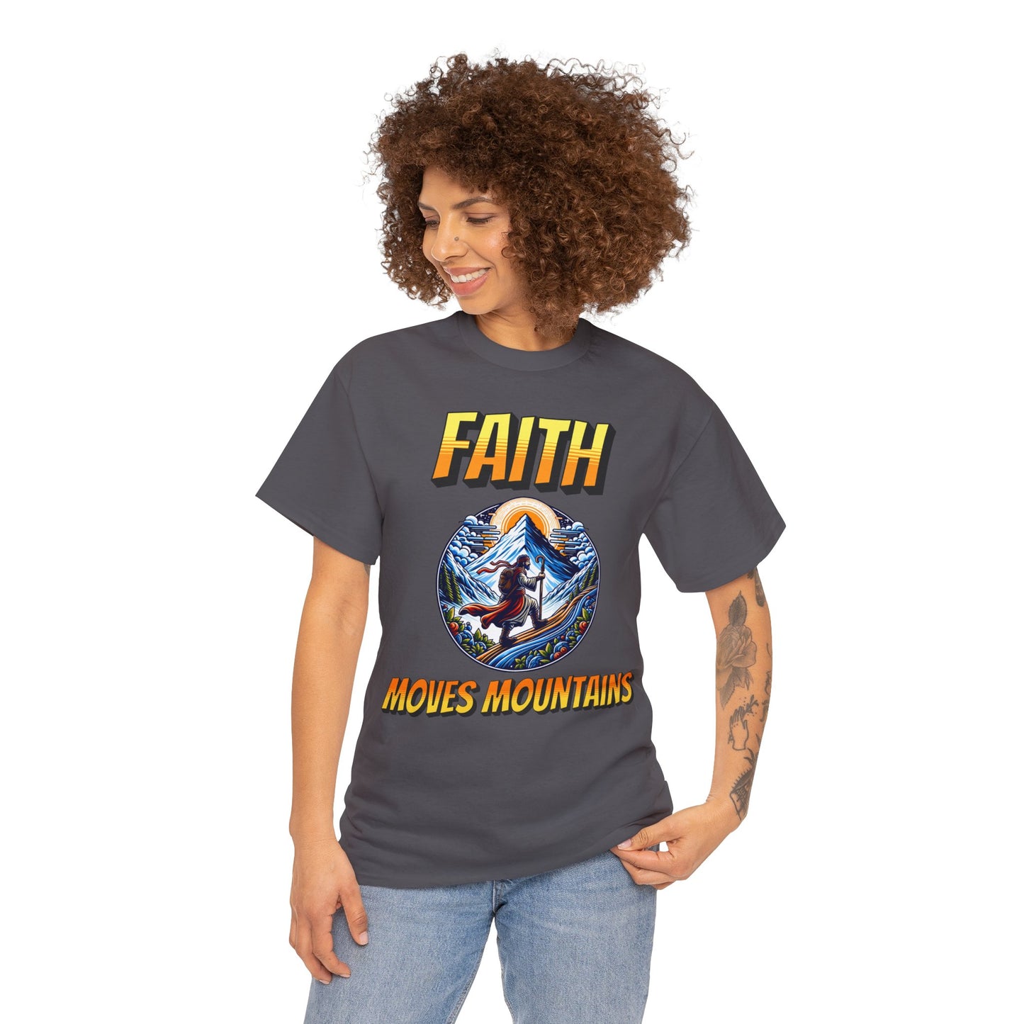 (Faith Moves Mountains) Heavy Cotton Tee